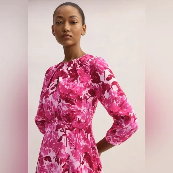 The Fold Lora Dress in Pink NWT 100% Silk - Picture 2 of 14